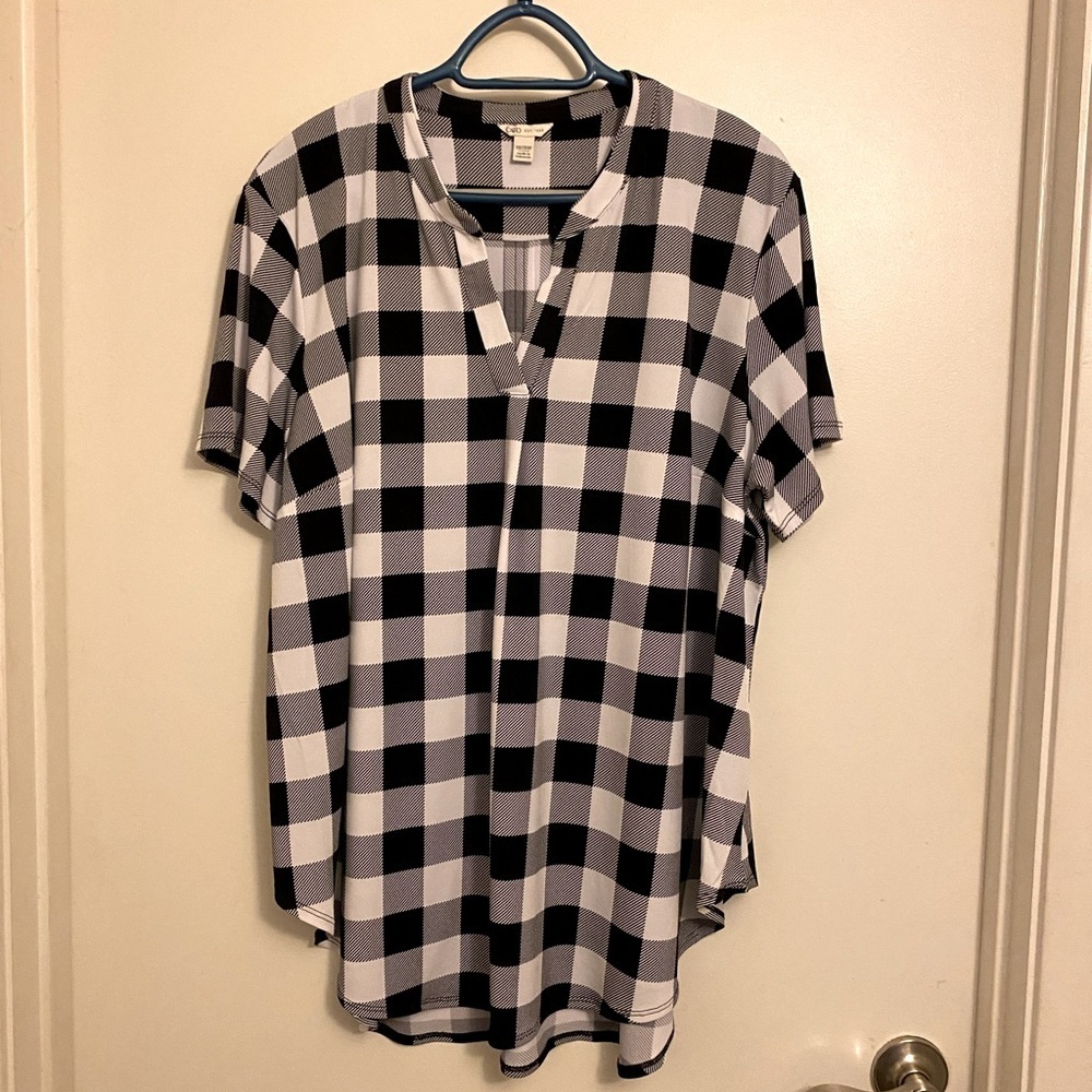 Cato Black and White Plaid Shirt